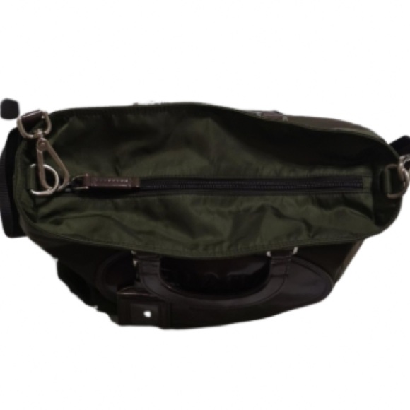 PRADA Milano Olive Green & Brown Nylon Medium Tote w/ Handles & Crossbody - Picture 11 of 14
